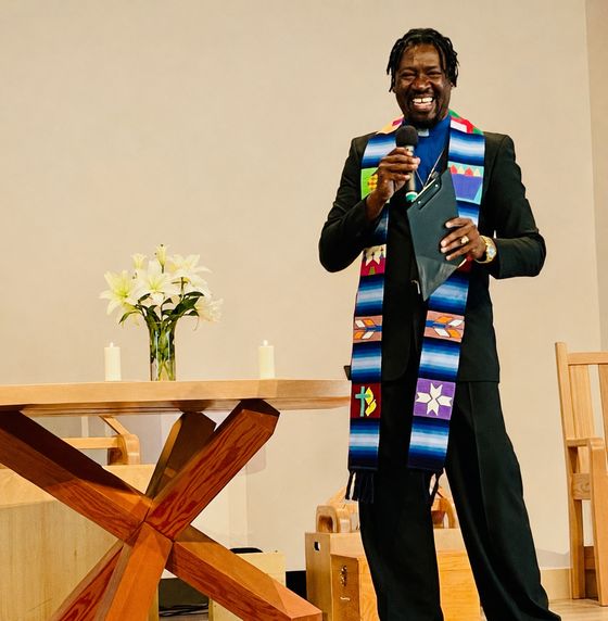 Franklyn James officiating a ceremony
